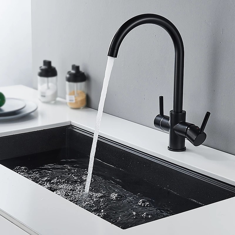Kitchen faucet - Single Handle Two Holes Electroplated Purified water Centerset Antique Kitchen Taps