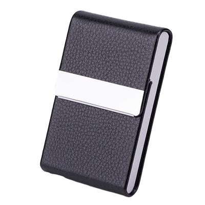 Business Card Holder PU Leather Business Card Case Pocket Card Holders Metal Slim Name Card Holder RFID Blocking Business Card Carrier with Magnetic Closure