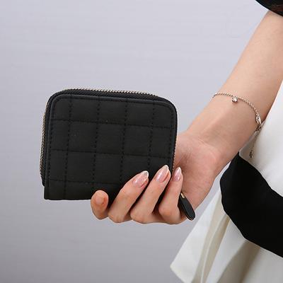 Women PU Leather Short Wallets Female Plaid Purses Nubuck Card Holder Wallet Small Zipper Wallet with Coin Purse for Women