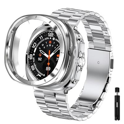 Watch Band for Samsung Galaxy Watch 7/6/5/4 40/44mm, Watch 5 Pro 45mm, Watch 6 Classic 43/47mm, Watch 4 Classic 42/46mm Watch Ultra 47mm Stainless Steel Replacement Strap with Removal Tool
