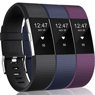 3 Pack Bands Compatible with Fitbit Charge 2, Classic Special Edition Silicone Fitness Sport Replacement Bands for Fitbit Charge 2, Women Men