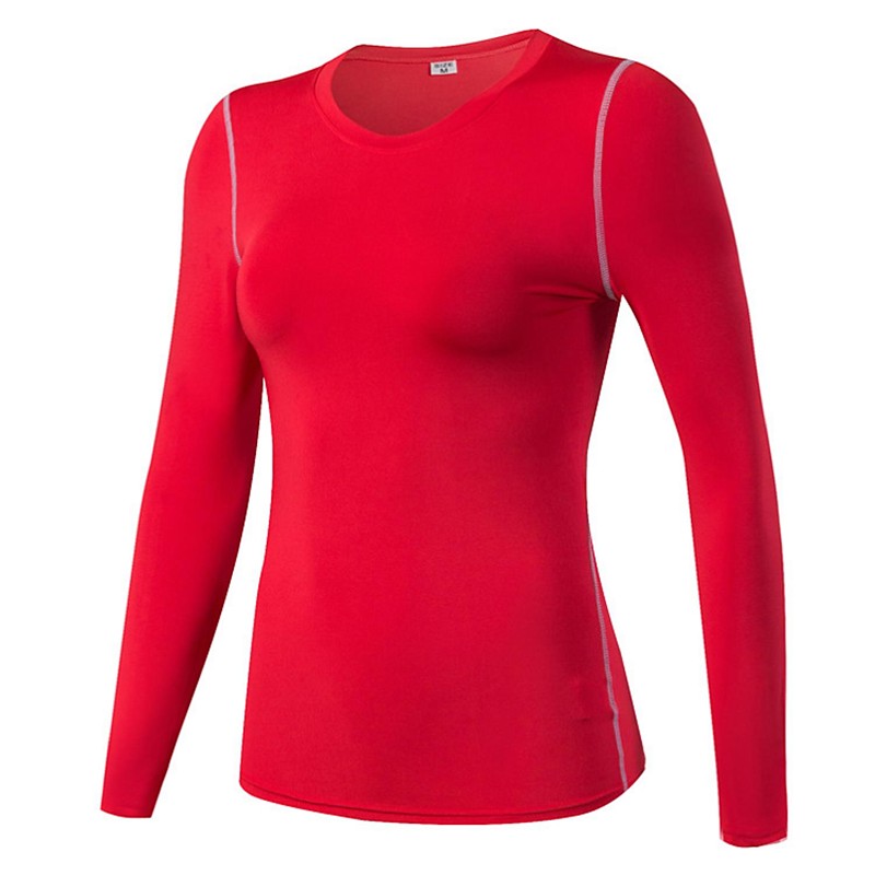 Women's Compression Shirt Base Layer Cut Out Stripe Long Sleeve Sweatshirt Athletic Winter Lightweight Yoga Fitness Gym Workout Sportswear Activewear Solid Colored Light Red Fuchsia Fruit Green