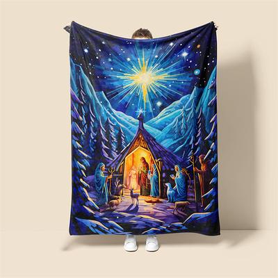 Nativity Baptism Nativity Of Jesus Vintage Super Soft Throws Blanket,Novelty Flannel Throw Blankets Warm Printed All Seasons Gifts Home Decor Big Blanket