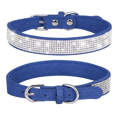 Pet Collar Shiny Rhinestone Dog Collar Small And Medium-sized Dog Chain Walking Dog Rope Microfiber Cat Collar