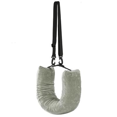 Stuffable Travel Neck Pillow, Velvet Travel Pillow for Extra Luggage, Stuffable Pillow with Adjustable Neck Size, Travel Essentials,Packable Airplane Travel Pillow, No Filler