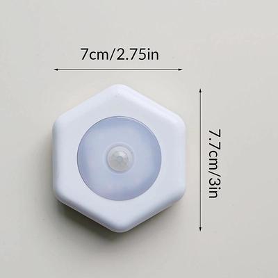 1 Pc white hexagonal motion sensor night light, bedroom small night light, night light, ambient light, white light, warm white light (without battery)