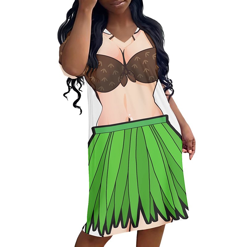 Women's Bikini Shirt Cover Up Dress Funny Cute Bikini Print for Swimwear Short Sleeve 3D Graphic Baggy Swimwear Cover-Up