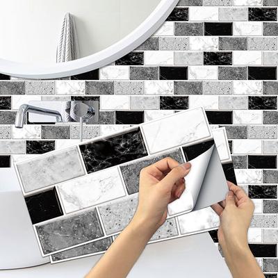 15x30cm 6pcs Tiles Wall Stickers Tile Paint Backsplash Removable Waterproof Self-Adhesive Decals Home Decoration Living Kitchen Bathroom Décor ( black)Self-adhesive decorative wall sticker