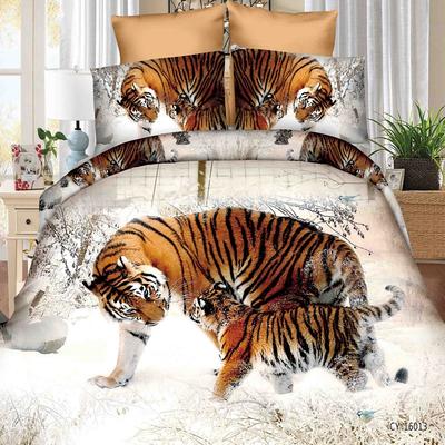 3D Tiger Print Duvet Cover Queen King Size Bedding Sets Comforter Cover with 1 Duvet Cover or Coverlet,1Sheet,2 Pillowcases for Double/Queen/King(1 Pillowcase for Twin/Single)