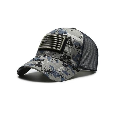 Men's Mesh Camouflage Baseball Cap with American Flag Patch - Tactical style for outdoor enthusiasts and military enthusiasts for daily and field activities