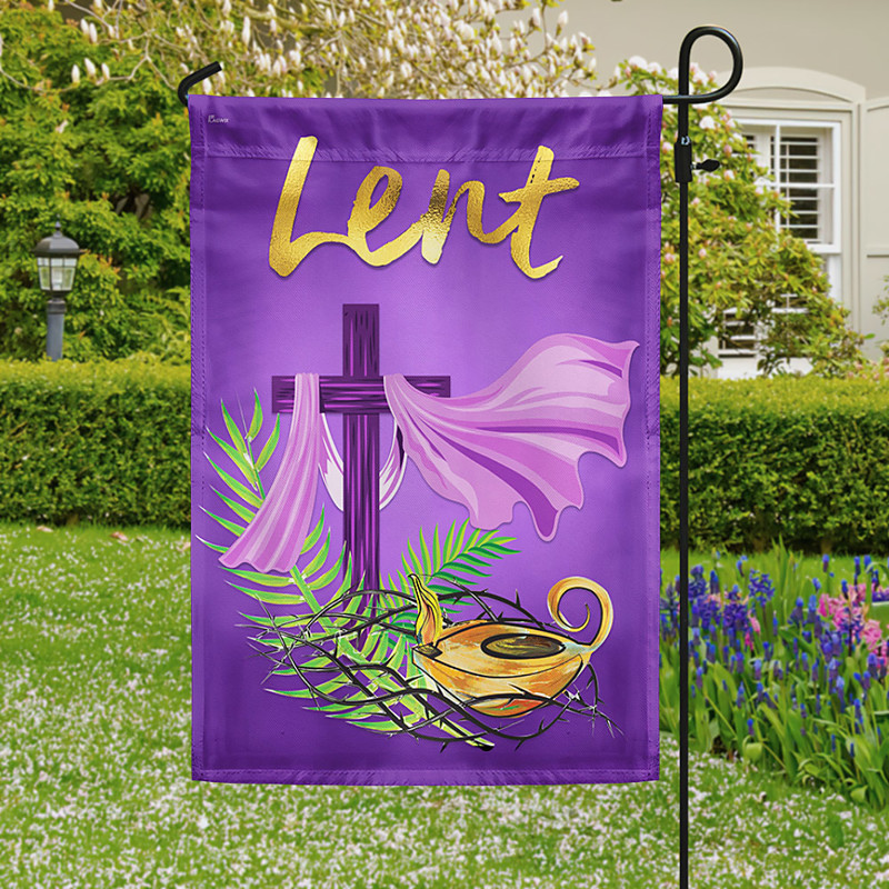 Garden Flag 12x18Inch Outdoor Decorations Welcome Garden Patio Flag Cross Jesus Yard Flag Double Sided Holiday Outdoor Flags 1pc