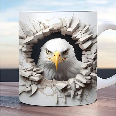 Bird Coffee Cup 3D illusion Coffee Mugs, Animal Gift Cup Travel Mug Funny Drinking Cup Desk Decor,11.2oz Ceramic Mug Tea Mug, Birthday Christmas Gifts for Animal Lovniner