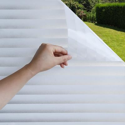 Blind Privacy Window Film Non Adhesive White Strips Window Sticker Faux Shutter Blinds Looking Static Cling Glass Covering for Home Office Security Protection UV Blocking
