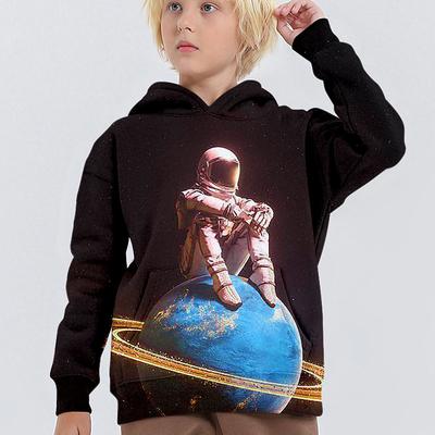 Boys 3D Graphic Astronaut Hoodie Long Sleeve 3D Print Spring Fall Winter Fashion Streetwear 3D Print Kids 3-12 Years 4-12 Years Outdoor Casual Daily Regular Fit