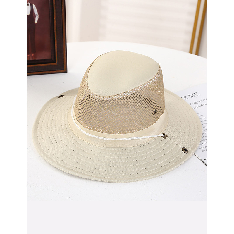 Men's Bucket Hat Sun Hat Fishing Hat Boonie hat Hiking Hat Black Dark Navy Cotton Mesh Wide Brim Stylish Casual Daily Outdoor clothing Holiday Plain UV Sun Protection Sunscreen