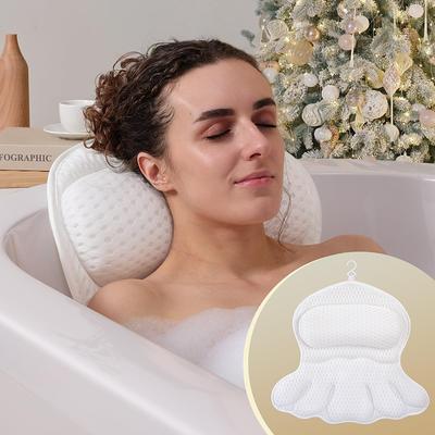 Bath Pillow Luxury Bathtub Pillow Bath Pillows for Tub Neck and Back Support, Ergonomic Tub Pillow for Bath with 4D Air Mesh 6 Strong Suction Cups, Great Spa Gifts Bathtub Accessories
