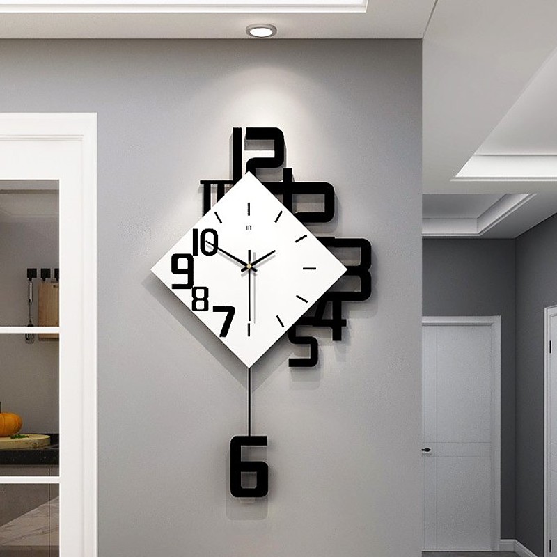 Creative personality digital clock fashion European style living room wall clock wooden decorative wall watch quartz explosion 34 38 50 cm