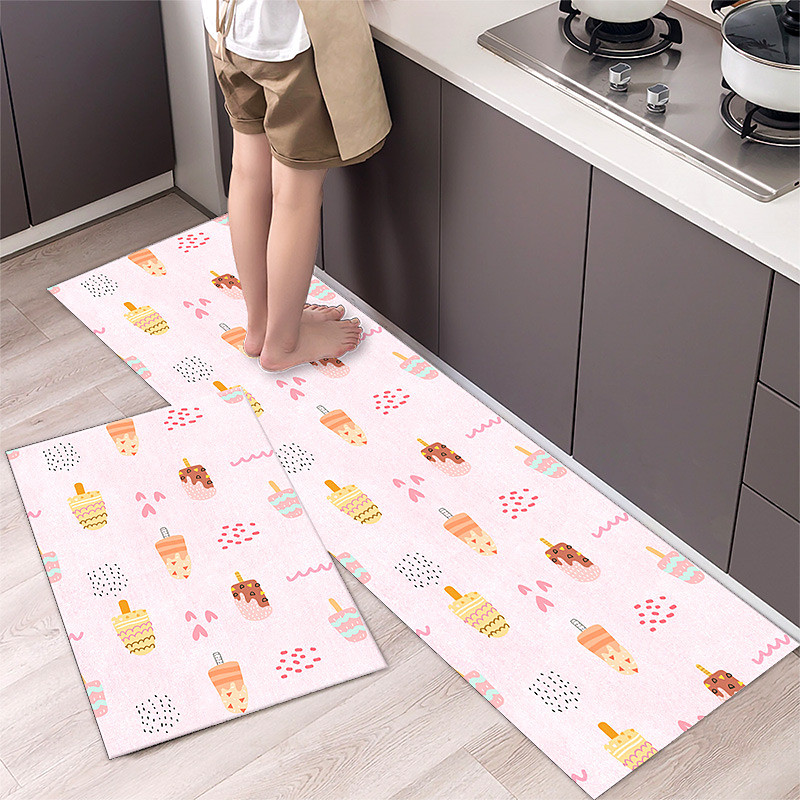 2 Piece Waterproof and Oil-Proof Kitchen Anti-Slip Mat, Bathroom Anti-Slip Mat, Bedroom Cushion, Living Room Carpet, Door Mat, Kitchen Carpet- 40 60cm 40 120cm
