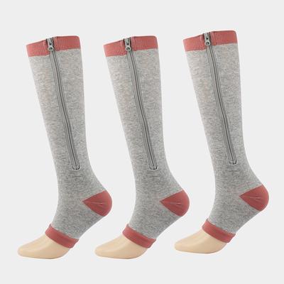 3 Pairs Zipper Compression Socks, 15-20mmHg Neuropathy Socks Bunion Socks Toeless Opened Toe Compression Stockings for Men Women,Suit for Running,Nurse,Travel,Cycling,Athletic