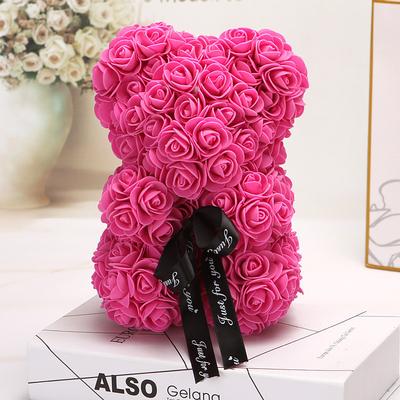 Women's Day Gifts Valentine's Day Gift Creativity 25cm Rose Bear teddy day Gift Box Pe Flower Romantic Foam Bear Hug Bear Mother's Day Gifts for MoM