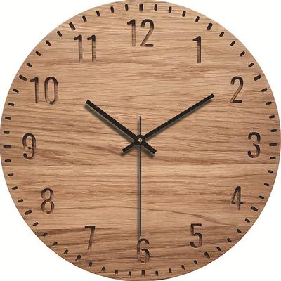Wall Clock Simple Modern Design Wooden Clocks for Bedroom Wood Wall Watch Home Decor Silent Digital Large Wall Clock Kitchen Solid Wood Wall Clock Mute Clock Living Room Home Office Quartz 30 cm