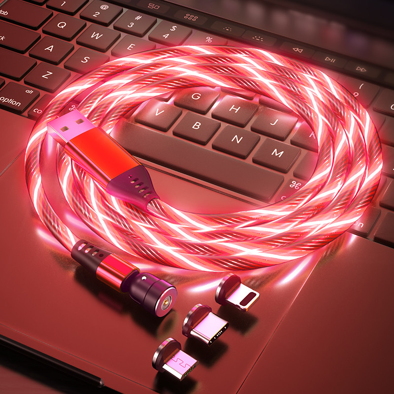 Multi Charging Cable 3.3ft 6.6ft USB A to Lightning / micro / USB C 3 A Fast Charging 3 in 1 Magnetic 540 Rotation For Samsung iPhone Phone Accessory