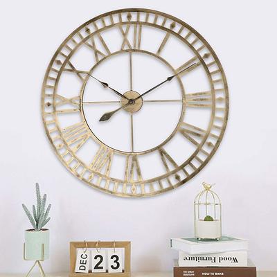 Outdoor Wall Clock Large Roman Numerals Design 3D Decorative Wall Clock Silent Quartz Clock Large Wall Clocks for Living Room Kitchen Outdoor Country House Hallway in Courtyard Loft 40 60 cm