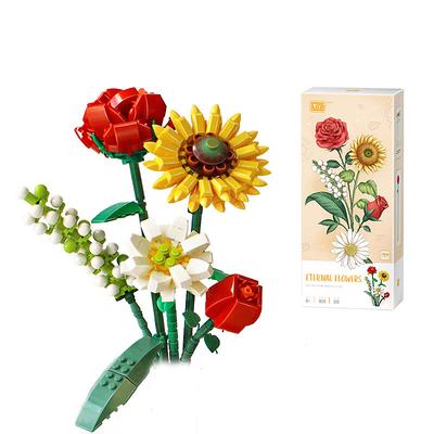 Women's Day Gifts 2023 Romantic Roses Flowers Sunflowers Daffodils Gardens House Building Blocks Classic Model Mini Bricks Sets Kids Kits Valentine's Day for Girls Mother's Day Gifts for MoM