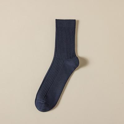 Men's 1 Pair 100% Cotton Socks Black White Color Solid Color Medium Spring Fall Winter Knitwear Elegant