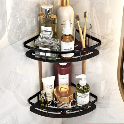 Shower Caddy Bathroom Corner Shelf Bathroom Shower Caddy Organizer for Kitchen Toilet No Drilling 2-tier Bathroom Corner Shelves Shower Caddies(BlackGolden)