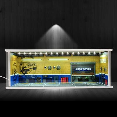 1:64 Model Car Display Case Diecast Diorama Garage,Simulated Parking Lot Model Miniature Scene Parking Lot PVC Assembly with Light Parking Space Model Display Frame Toy Display Box