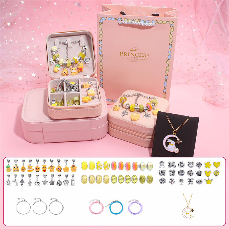 Hot-selling children's handmade diy beaded bracelet gift box set cute multicolor animation pendant resin bracelet jewelry Christmas Gift