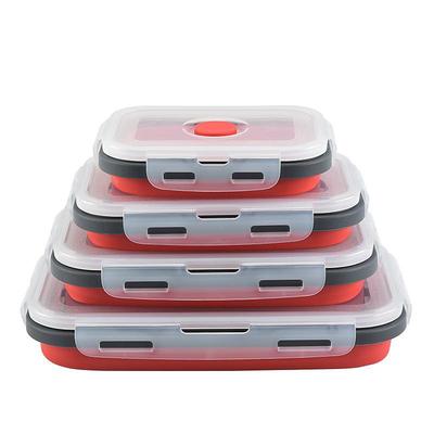 Square Silicone Crisper Refrigerator Outdoor Portable Lunch Box Retractable Folding Silicone Lunch Box Set