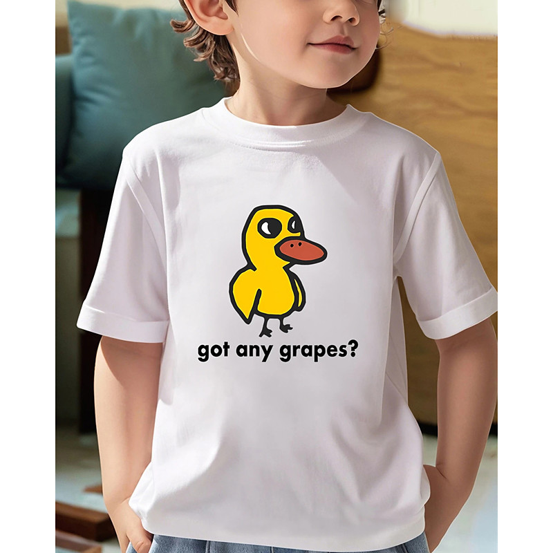 100% Cotton Kids Boys Black White Red Duck T shirt Tops Crew Neck Short Sleeve Vacation Casual Daily Wear Fashion Sport Print Summer