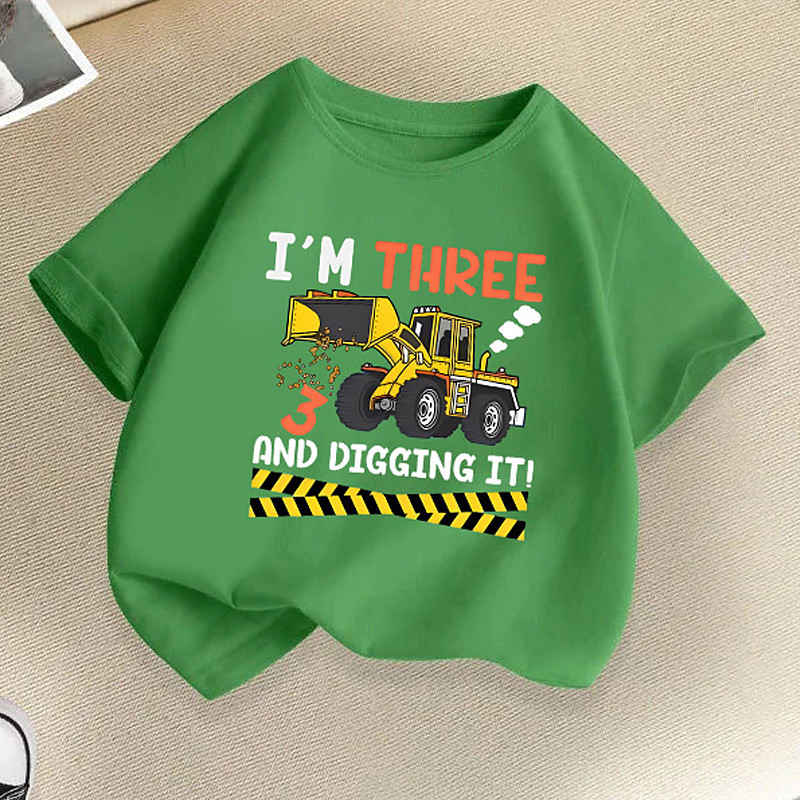 100% Cotton Kids Boys Black White Green Cartoon Vehicle T shirt Tops Crew Neck Short Sleeve Vacation Casual Daily Wear Fashion Sport Print Summer