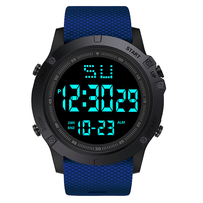 Men Digital Watch Multifunction Military Outdoor Sports Wristwatch Luminous LED Digital Watch Big Dial Waterproof Rubber Strap Electronic Watch for Students