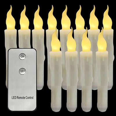 6/12PCS Flameless Candles LED Candles Lights 6.5in 16.5CM White Flameless LED Taper Candles Battery Operated Hanging Taper Candles Candlesicks for Party Church Halloween Christmas Decor