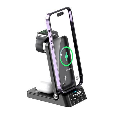 4 in 1 Alarm Clock Wireless Charging Station for Samsung Galaxy Watch 6/5/4 Active 2/1 Galaxy S23 Ultra/S22 Note 20 Buds Pro 2