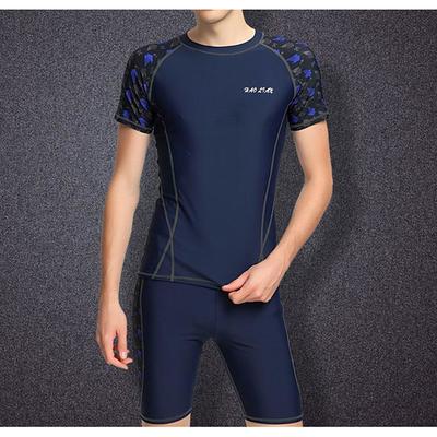 Men's Rash guard Swimsuit UPF50 Quick Dry Short Sleeve Swimwear Bathing Suit 2 Piece Swimming Surfing Patchwork Summer