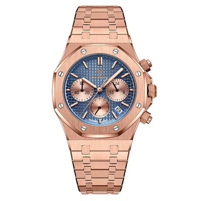 Men Mechanical Watch Quartz Watch Retro Vintage Wristwatch Luminous LED Back Light Chronograph Waterproof Stainless Steel Watch
