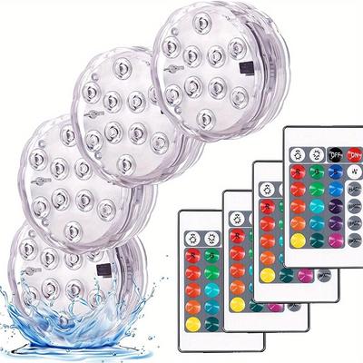 Outdoor Submersible LED Lights Waterproof 10 LED RGB Underwater Fishing Lamp Pond Fountain Lights Battery Operated Remote Control 16 Colors Pool Lights for Vase Aquarium Fish Tank