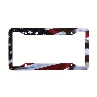 American Flag License Plate Frame Holder Universal Aluminum Matte Stripe US Flag Gloss Car Plate Frame Covers With Free Screws Fasteners Caps for US License Plate