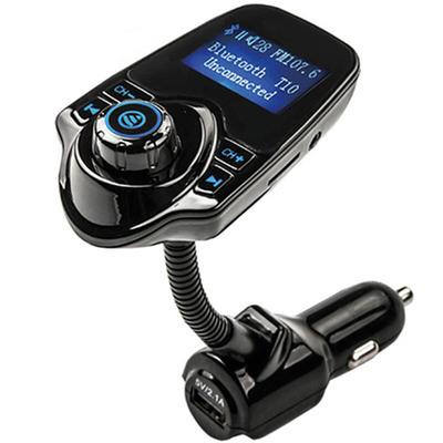 NEW T10 Hands-free Bluetooth Car Kit MP3 Music Player FM Transmitter 5V 2.1A USB Car Charger 1.44 LED Screen