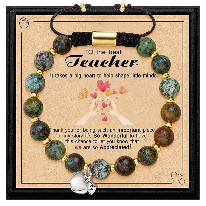 Teacher Appreciation Bracelet Cute Handmade Ploymer Clay Bracelet Love Teach Inspire Letter Beaded Stretch Bracelet for Women Back to School Jewelry Teacher Graduation Gift Christmas Gift