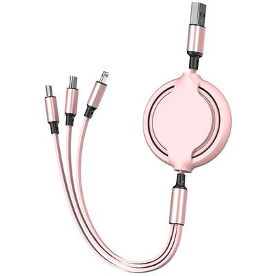 3-In-1 Multi-Head Retractable USB Fast Charging Cable USB A to Lightning / micro / USB C Multi Charging Cable For IPhone Andriod Phone Cable Expansion