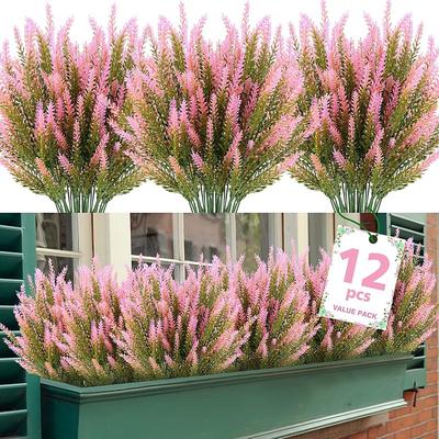 Artificial Lavender Flower, Plastic Modern Contemporary Irregular Tabletop Floral Decoration, Unique Design for Home Office, Stylish Faux Plant Arrangement