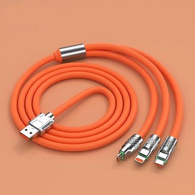 3.3ft 120W 3-In-1 Cable USB Charger Cord-Orange