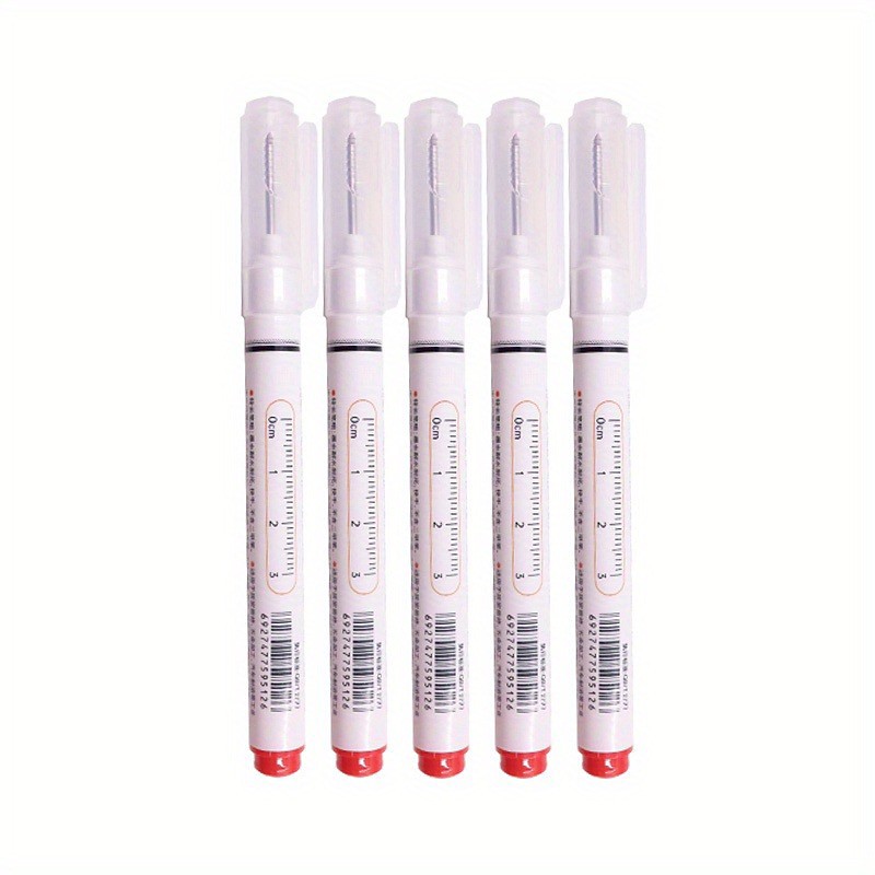 5pcs/set Extended Nib 20MM Red Black Blue White Green Ink Long Head Markers Bathroom Woodworking Decoration Metal Plastic Wood Multi-functional Write Deep Hole Marker Pens