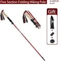 Bastone da trekking Bastone da trekking pieghevole telescopico a 5 sezioni Bastone da trekking pieghevole portatile ultraleggero da campeggio 135 cm