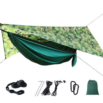 Camping Hammock with Mosquito Net Hammock Rain Fly Camping Tarp Outdoor Portable Sunscreen Anti-Mosquito Ultra Light (UL) Breathable Parachute Nylon with Carabiners and Tree Straps for 2 person